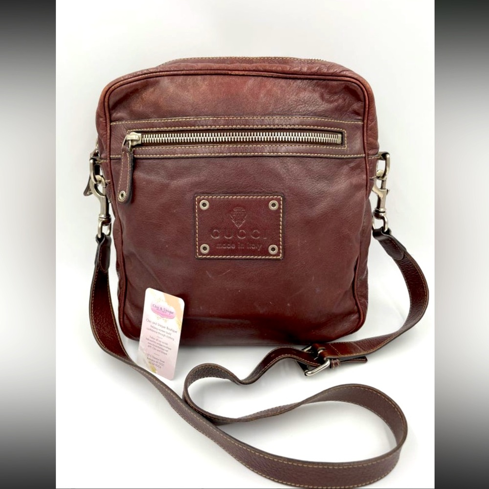 Authentic vintage Gucci crossbody bag brown leather